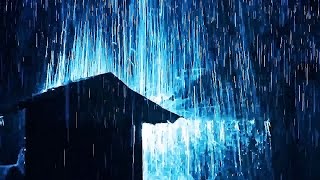 ⚡⛈️Night Storm Rain at Bustling Restaurant - Heavy Rain & Strong Winds with Thunder Sounds for Sleep
