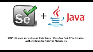 Java Variables and Data Types | Core Java Part 3 For Selenium