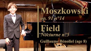 Recorded ✨live✨ Moszkowski op. 91 n°14 and John Field Nocturne n°5 by Guillaume Benoliel (age 8)