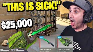 Summit1g Gets $25,000 EMERALD Knife Glove Combo Gifted from Trainwreckstv + CSGO Playoffs Match!