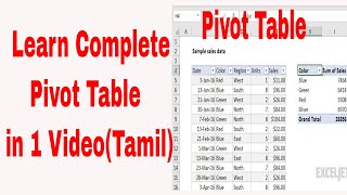 Learn Complete Pivot Table in One Video | Pivot Table in Tamil