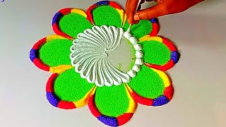 Super Elegant Rangoli❤️❣️💐❤️Simple Rangoli❤️💐Trending Colourful Rangoli❤️ Creative Rangoli❤️Alpona❤️