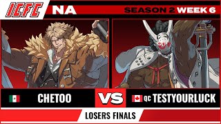 Chetoo (Leo) vs TestYourLuck (Nagoriyuki) Losers Finals - ICFC GGST NA Season 2 Week 6