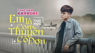 KARAOKE Em Là Con Thuyền Cô Đơn | Thái Học (Tone Nam )