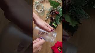 Frosted Christmas Light Jars from repurposed bottles using Frost Spray - Trash to Treasure