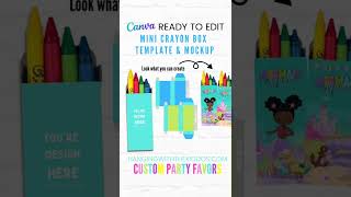 New! Ready to Edit Crayon Box Template and Mockup| Easy-to use Custom Party Favors Templates