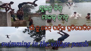 swimming in the village ponds//ପେନ୍ ପହଁରା/entertainment///ଦେଶି ପିଲା//ମାକଡ ଛିତ୍/monky ,PANDARI TARAI