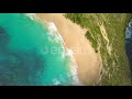 amazing kelingking beach in nusa penida indonesia. aerial view from above. stock footage