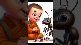 Little monk with ant 🐜🐜  #shortvideo #baby #cutebaby