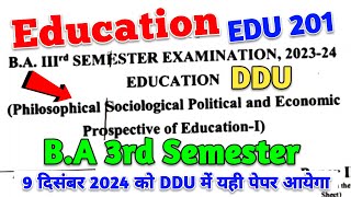 BA 3rd semester education 201 | education ba 3rd semester | edu 201 ba 3rd semester ddu