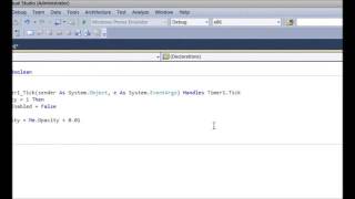 Using opacity effects Visual Studio 2010
