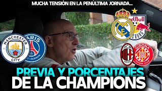 REAL MADRID vs SALZBURGO, PSG vs MANCHESTER CITY, MILAN vs GIRONA... PREVIA Y PORCENTAJES CHAMPIONS