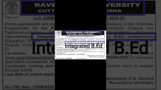 RAVENSHAW UNIVERSITY Admission || Integrated B.Ed Admission || 4 Year B.Ed || B.Sc B.Ed || B.A B.Ed