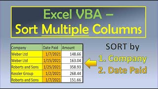 Excel VBA Sort Multiple Columns