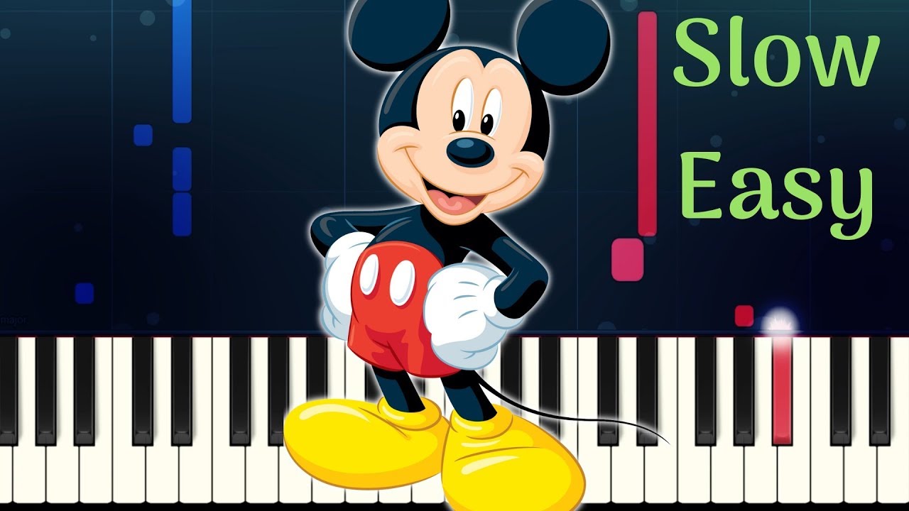 MICKEY MOUSE CLUBHOUSE THEME SONG - Slow Easy Piano Tutorial - YouTube