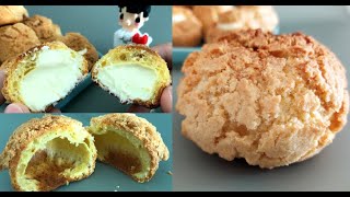 Crispy puffs with cream cheese filling | 脆皮泡芙起司奶油乳酪馅 | Choux au Craquelin | Cheers Cuisine | 头头食道