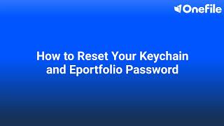 OneFile Support - Password Reset