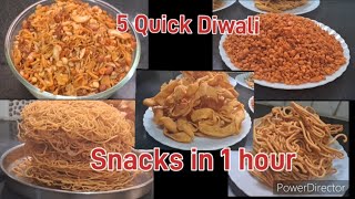 5 Quick and Easy Diwali snacks Using single dough with only few Ingredients