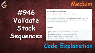 Validate Stack Sequences | Live Coding with Explanation | Leetcode - 946