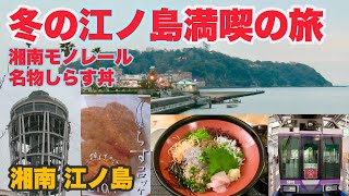 【江ノ島名物 しらす丼 堪能】「冬の江ノ島満喫旅」湘南モノレール〜湘南江ノ島駅〜江ノ島シーキャンドル