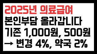 2025년 의료급여 본인부담금 방식 변경 (정액제에서 정률제로) 부담늘어납니다