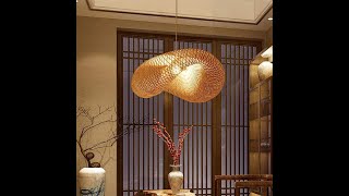 MIYORI Indi Woven Bamboo Pendant Lighting Fixtures, Art Bird Nest Lamp Shade Ceiling