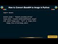 How to Convert Base64 to Image in Python