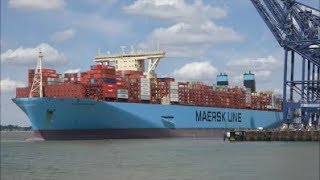 Light draughted Murcia Maersk departs Felixstowe Berth 9 for her next port of Bremerhaven 170718