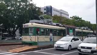 広島電鉄3100形3101号『ぐり〜んらいな〜』3号線西広島行き 福島町発車