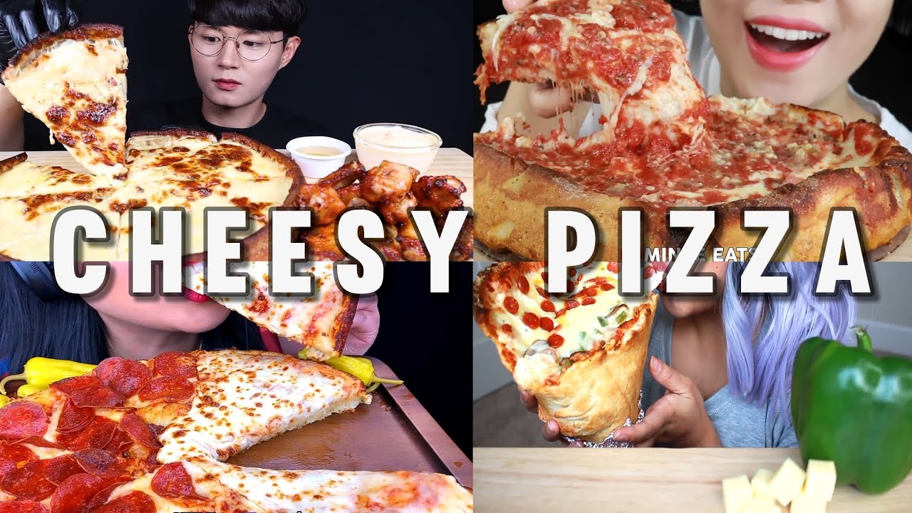 Cheesy Pizza Asmr Mukbang Compilation Youtube