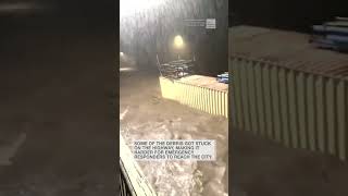 Australia flood sends shipping container down a highway #shorts