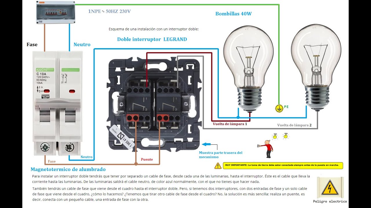 Esquema Para Una Instalación Con Interruptor Doble - YouTube