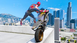 IRON Spiderman Gameplay Funny Fails in GTA 5 - Spider-man Motorcycle Crash (Euphoria Ragdolls) #16