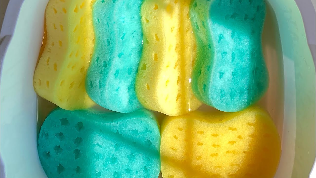Asmr Bulk Bath Sponge Squeezing Ripping In Watery Dettol Sizzles