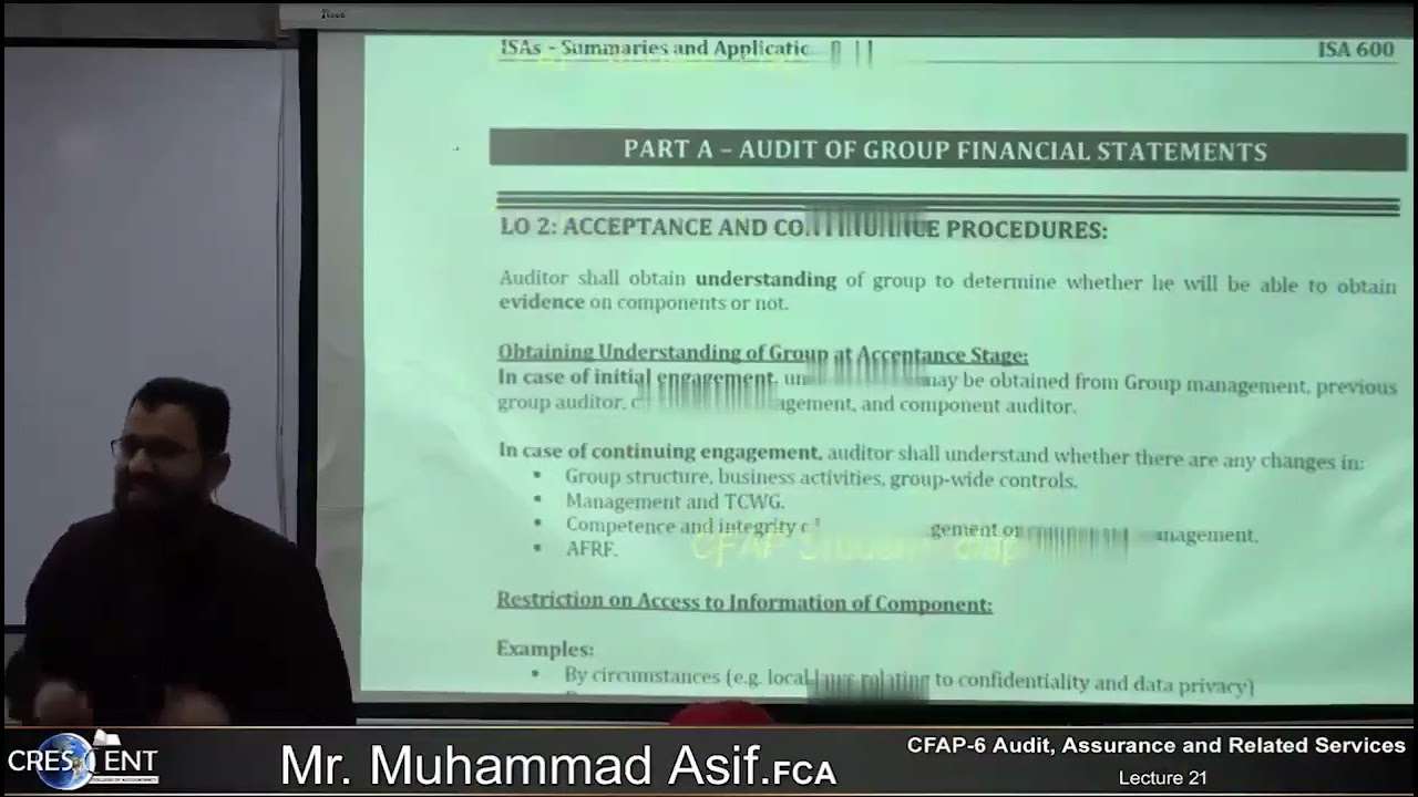 CFAP 6 Lecture 21 || Sir Muhammad Asif || December 2023 || Audit ...