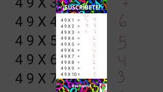 Tabla de multiplicar del 49