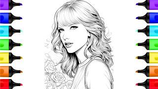 Taylor Swift Celebrity Coloring Pages 💖🎤 | Taylor Swift Coloring Book Videos