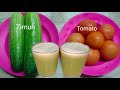 Minuman segar Jua buah timun dan tomato dicampur madu