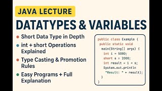 Java Programming Session: Datatypes & Variables with Short, int, and Type Casting Part 4