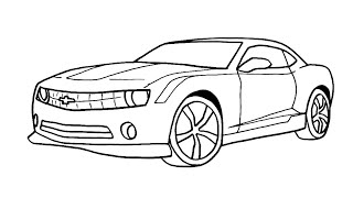 How to Draw a Chevrolet Camaro - Easy Car Drawing Step by Step - How to draw a car easy