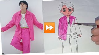 How to draw BTS Jungkook/Cute Jungkook Drawing #bts #howtodraw #viral #trending