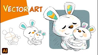 VECTOR CARTOON ANIMALS- Bunny & Rabbit- Adobe Illustrator
