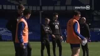 Everton Training Drills At Goodison Park