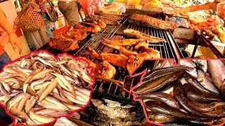 Cambodian morning market veggies, fish, meat, and all the daily hustle