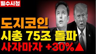 도지코인 시총 무려 75조 돌파... 사자마자 바로 +30% 먹는 돈복사 코인.. 지금 시청!