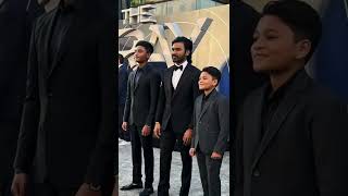 #Dhanush attends #TheGrayMan US premiere with sons Yatra and Linga.red carpet with his handsome sons