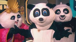 Nancy O'Dell Wears a Panda Suit on ET After Losing Super Bowl Bet to Bryan Cranston