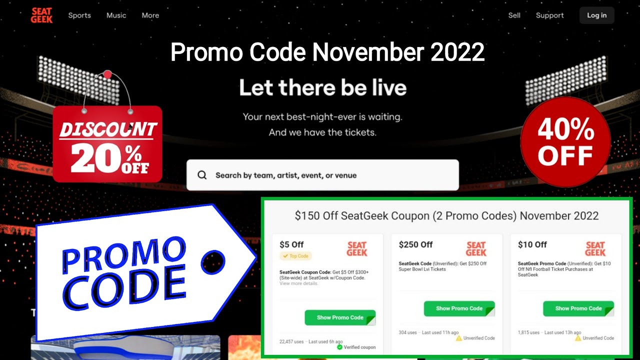 Seatgeek Promo Codes October 2022 | Promo Codes For Seatgeek Get 40% ...