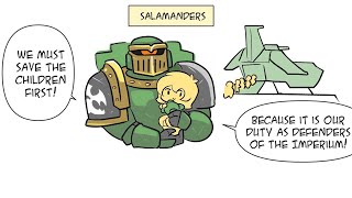 Saving Children: Salamanders, Iron Hands, and World Eaters by @Mick19988 | Warhammer 40K Meme Dub