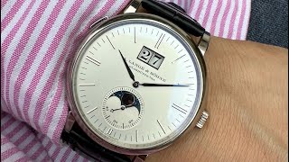 名表TV-朗格Saxonia 大日曆月相18K 白金 40MM 自動上鏈384.026/ A Lange \u0026 Sohne Saxonia Big Date Moonphase